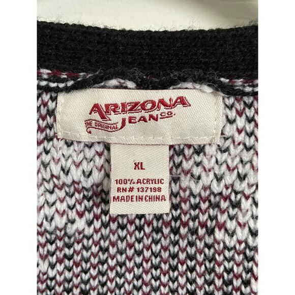 Arizona Jean Company XL Women Open Cardigan Tassle Red Black Geometric See Below - Picture 3 of 8